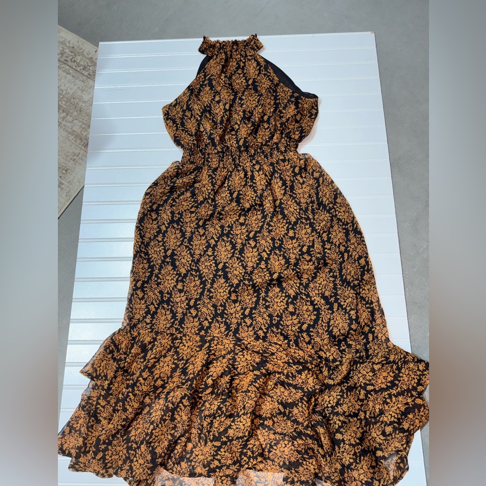 MINKPINK Black and Rust Floral Maxi Dress